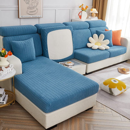 Blu - Fodera in pile per cuscini di divano - Motivo Wool