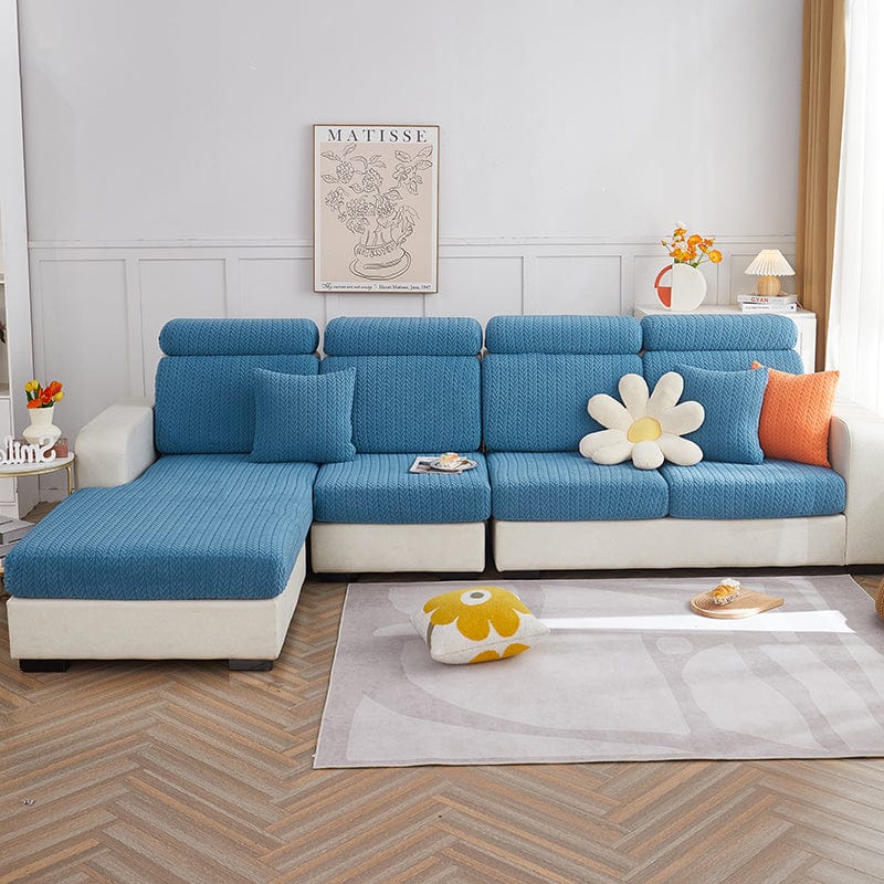 Blu - Fodera in pile per cuscini di divano - Motivo Wool