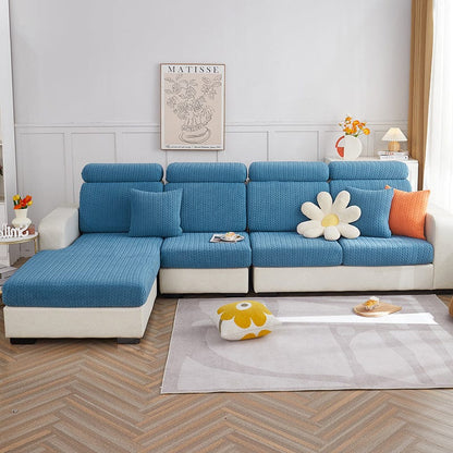 Blu - Fodera in pile per cuscini di divano - Motivo Wool