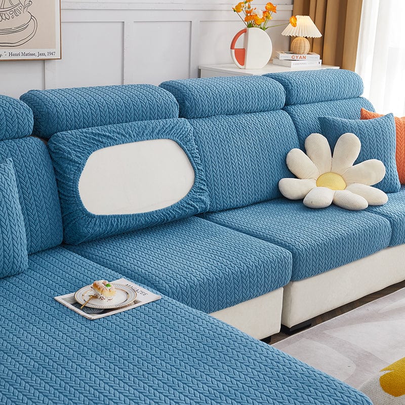 Blu - Fodera in pile per cuscini di divano - Motivo Wool