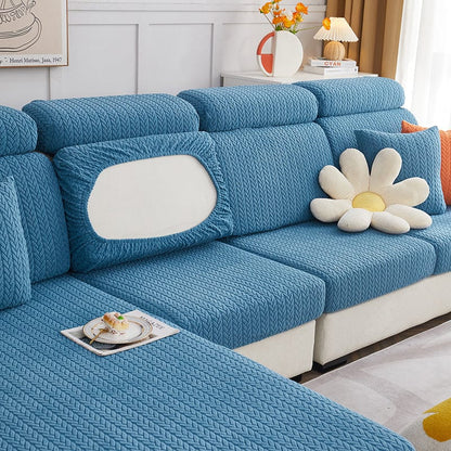 Blu - Fodera in pile per cuscini di divano - Motivo Wool