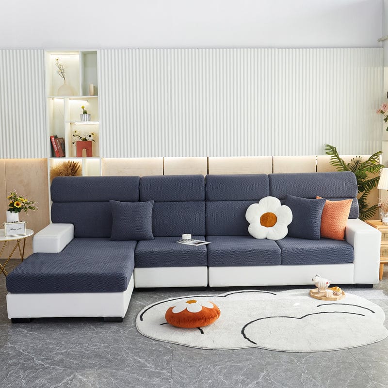 Blu marine - Fodera in pile per cuscini di divano - Motivo Laine