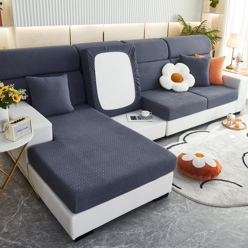 Blu marine - Fodera in pile per cuscini di divano - Motivo Laine