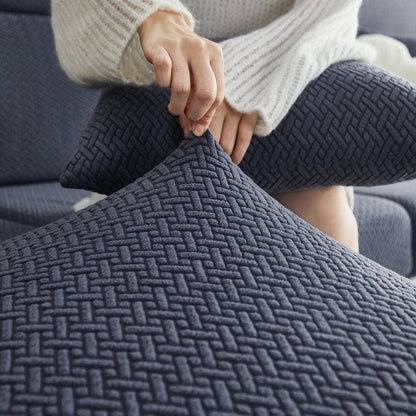 Blu marine - Fodera in pile per cuscini di divano - Motivo Laine