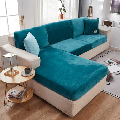 Blu turquoise - Fodera in Velluto per Cuscino di Divano