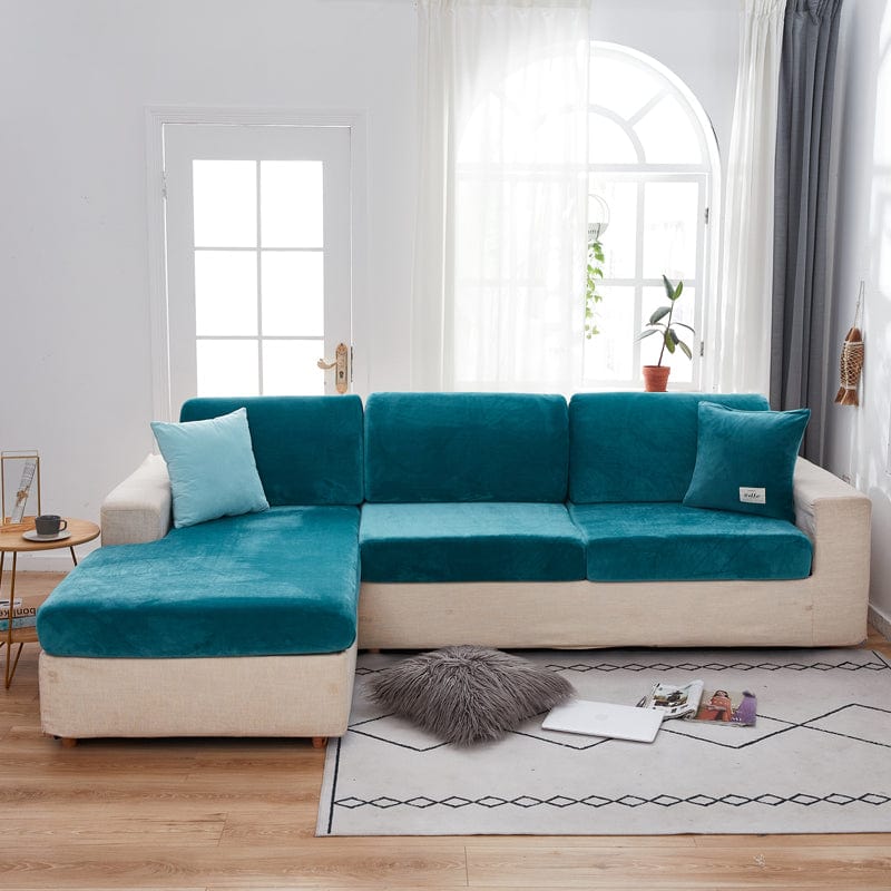 Blu turquoise - Fodera in Velluto per Cuscino di Divano