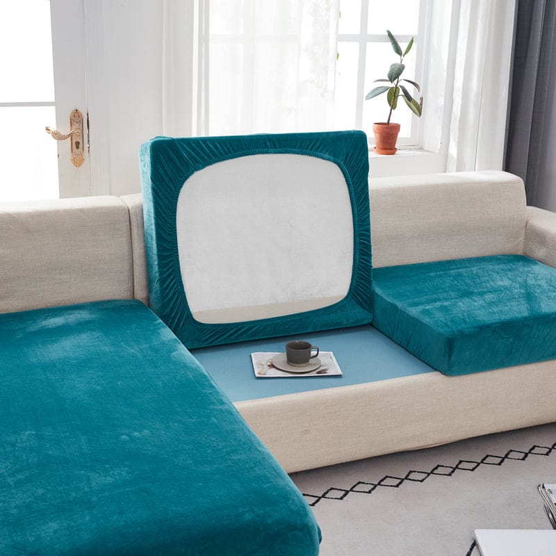 Blu turquoise - Fodera in Velluto per Cuscino di Divano