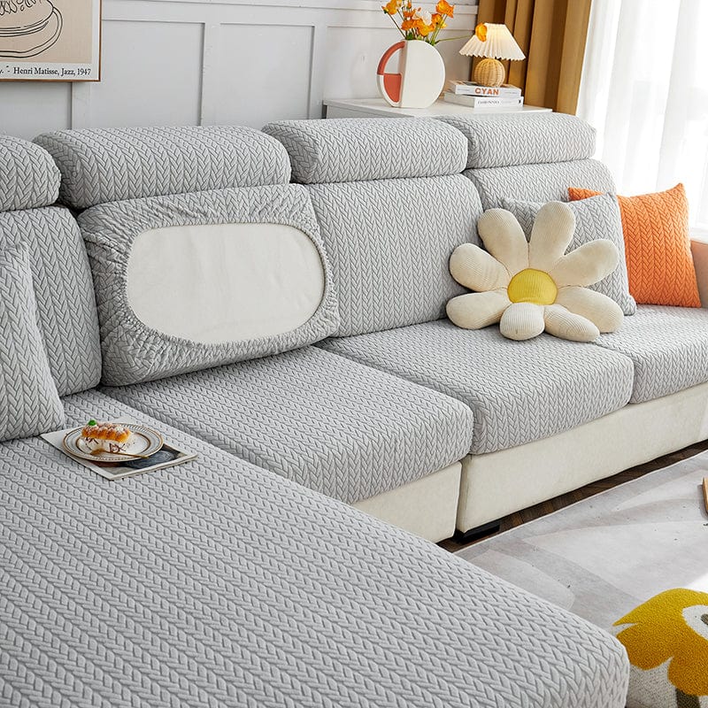 Grigio chiaro - Fodera in pile per cuscini di divano - Motivo Wool