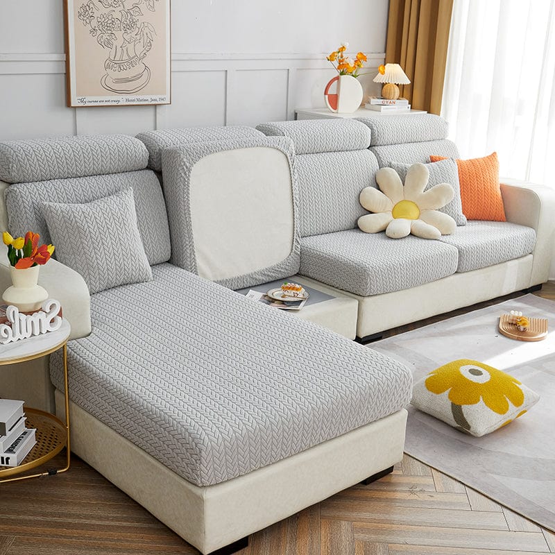 Grigio chiaro - Fodera in pile per cuscini di divano - Motivo Wool