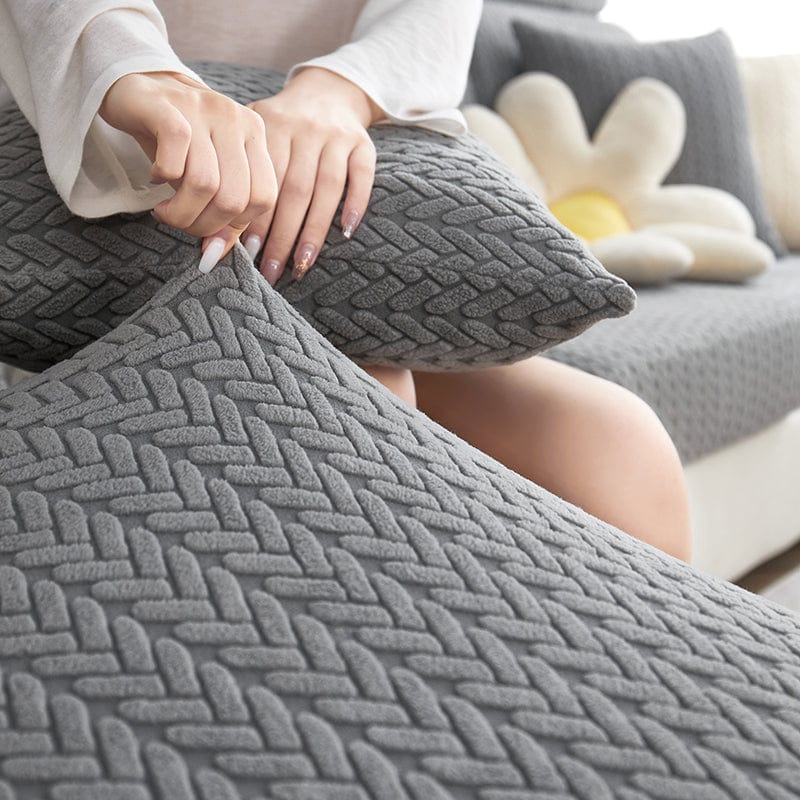 Grigio - Fodera in pile per cuscini di divano - Motivo Wool