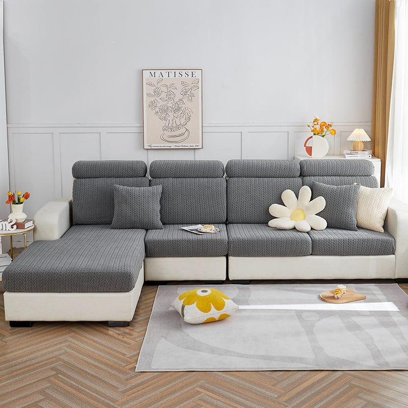 Grigio - Fodera in pile per cuscini di divano - Motivo Wool