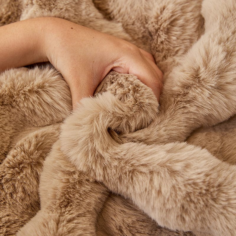 Beige Camel - Fodera per divano antiscivolo Lusso in Pelliccia Sintetica Molletonnée
