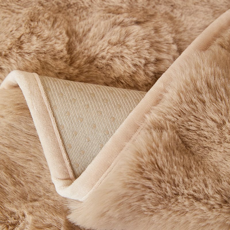 Beige Camel - Fodera per divano antiscivolo Lusso in Pelliccia Sintetica Molletonnée