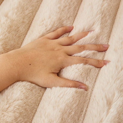 Beige - Fodera per divano antiscivolo Lusso in Pelliccia Sintetica