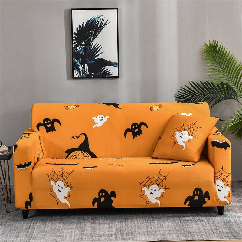 Arancione ghost Halloween - Fodere Elasticizzate per Poltrona e Divano