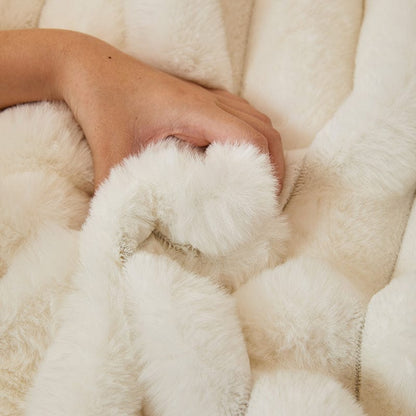 Bianco panna - Fodera per divano antiscivolo Lusso in Pelliccia Sintetica