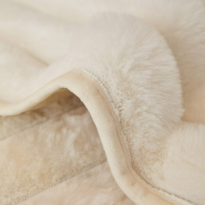 Bianco panna - Fodera per divano antiscivolo Lusso in Pelliccia Sintetica