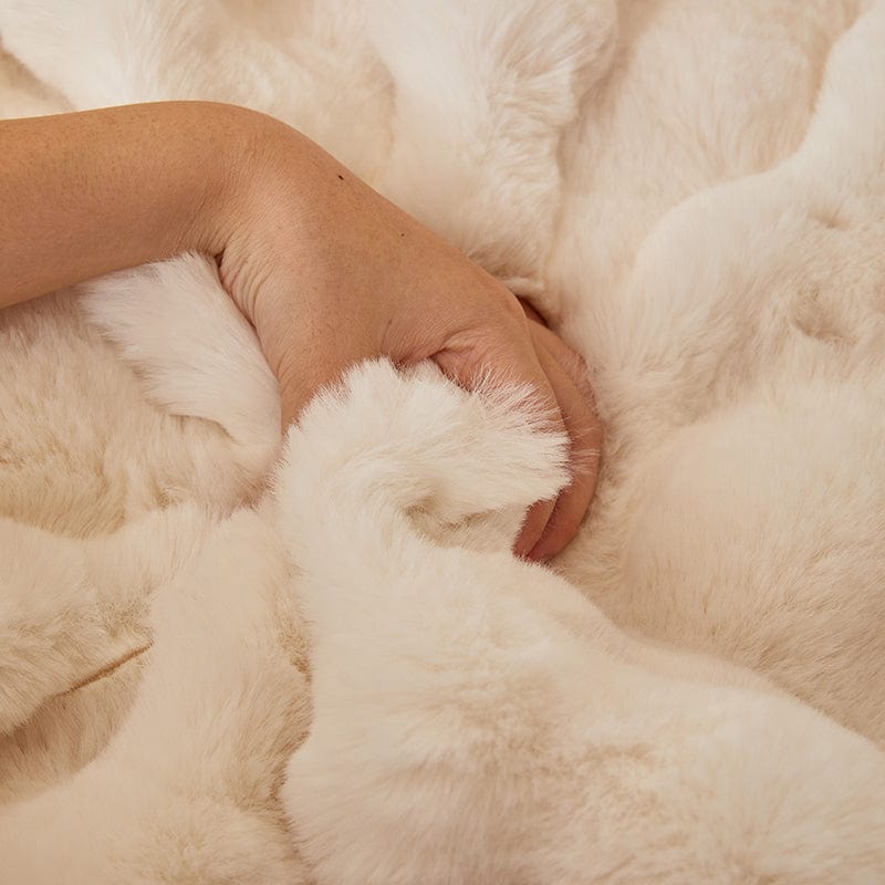 Bianco Crème - Fodera per divano antiscivolo Lusso in Pelliccia Sintetica Molletonnée