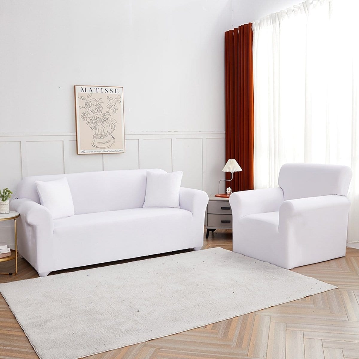 Bianco - Fodera per divano elasticizzata