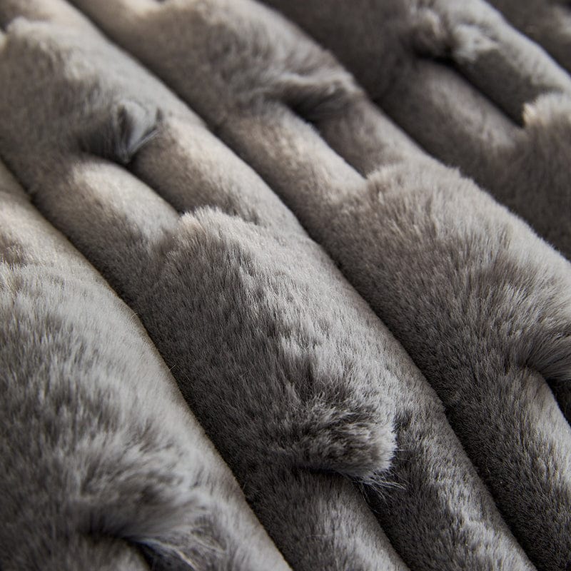 Grigio scuro - Fodera per divano antiscivolo Lusso in Pelliccia Sintetica Spessa