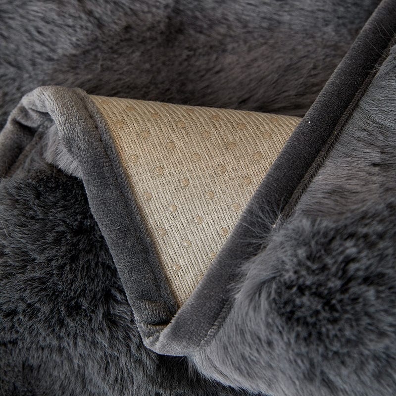 Grigio - Fodera per divano antiscivolo Lusso in Pelliccia Sintetica Molletonnée