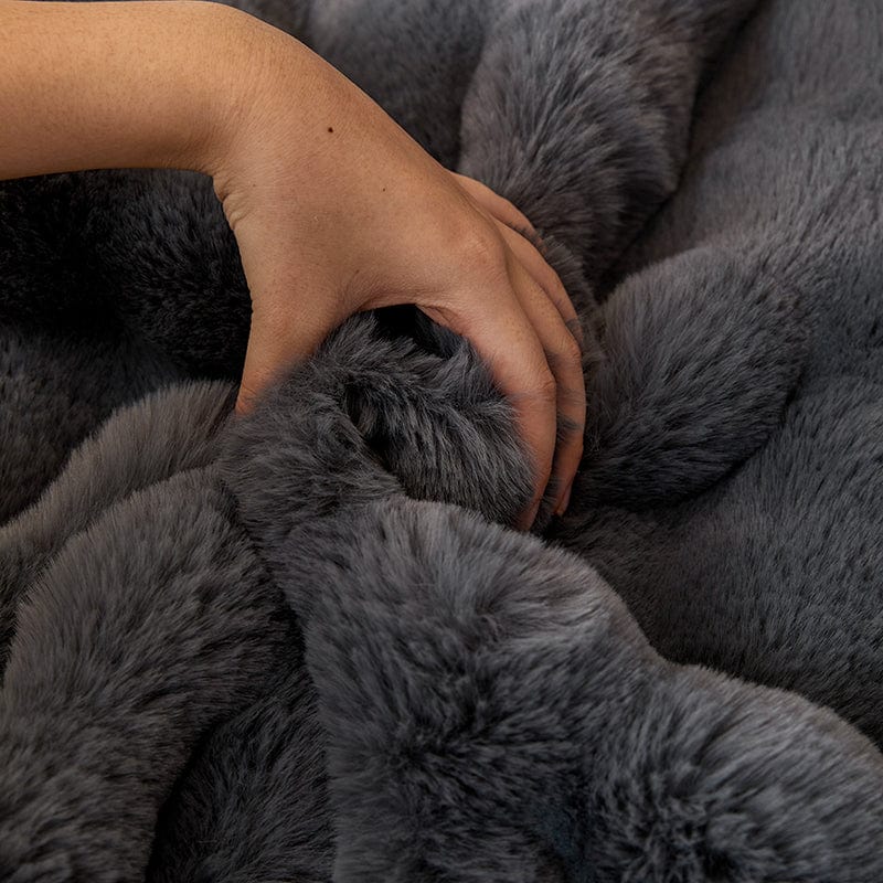 Grigio - Fodera per divano antiscivolo Lusso in Pelliccia Sintetica Molletonnée