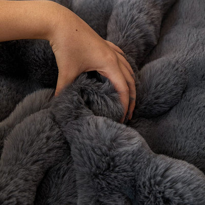 Grigio - Fodera per divano antiscivolo Lusso in Pelliccia Sintetica Molletonnée