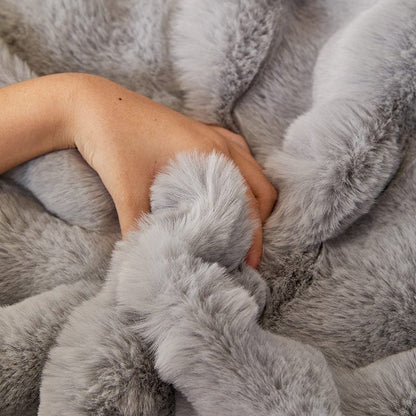 Grigio Perle - Fodera per divano antiscivolo Lusso in Pelliccia Sintetica Molletonnée