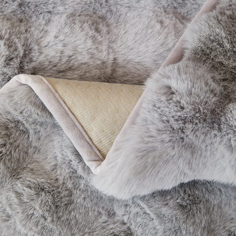 Grigio Perle - Fodera per divano antiscivolo Lusso in Pelliccia Sintetica Molletonnée