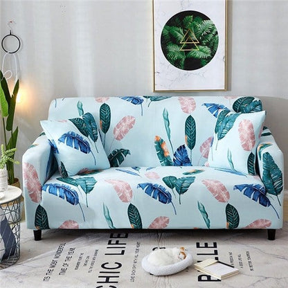 Blu Sky Leaves - Fodera per divano elasticizzata