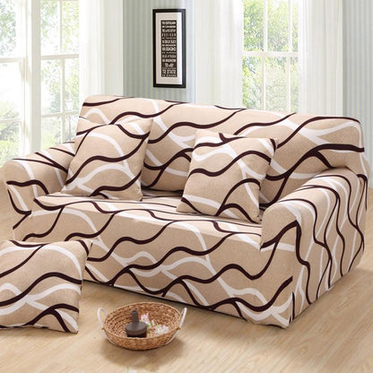 Beige Wave - Fodera per divano elasticizzata