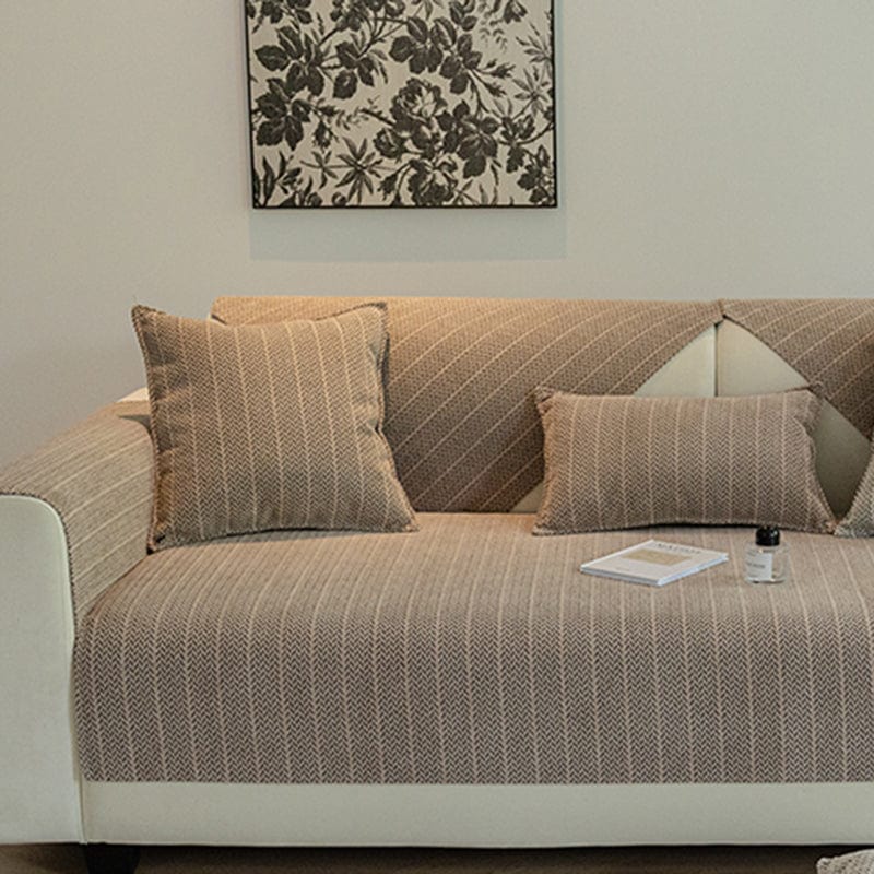 Beige Taupe - 1 pezzo - Fodere di Cuscino in Tessuto Spina di pesce