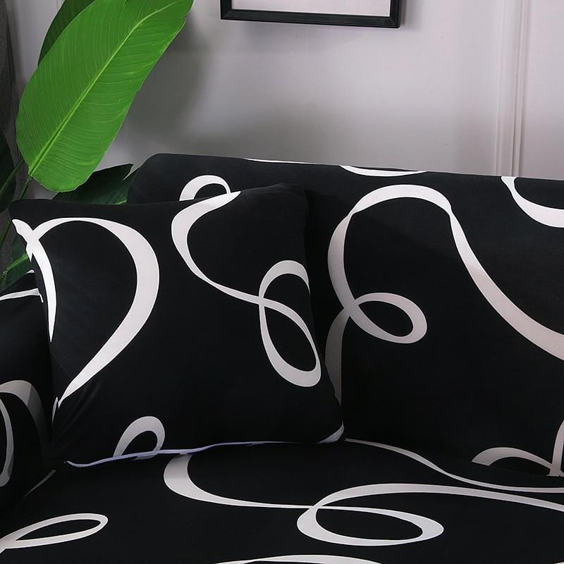Nero Wave - 2 pezzi - Fodere elasticizzate per cuscino 45X45cm