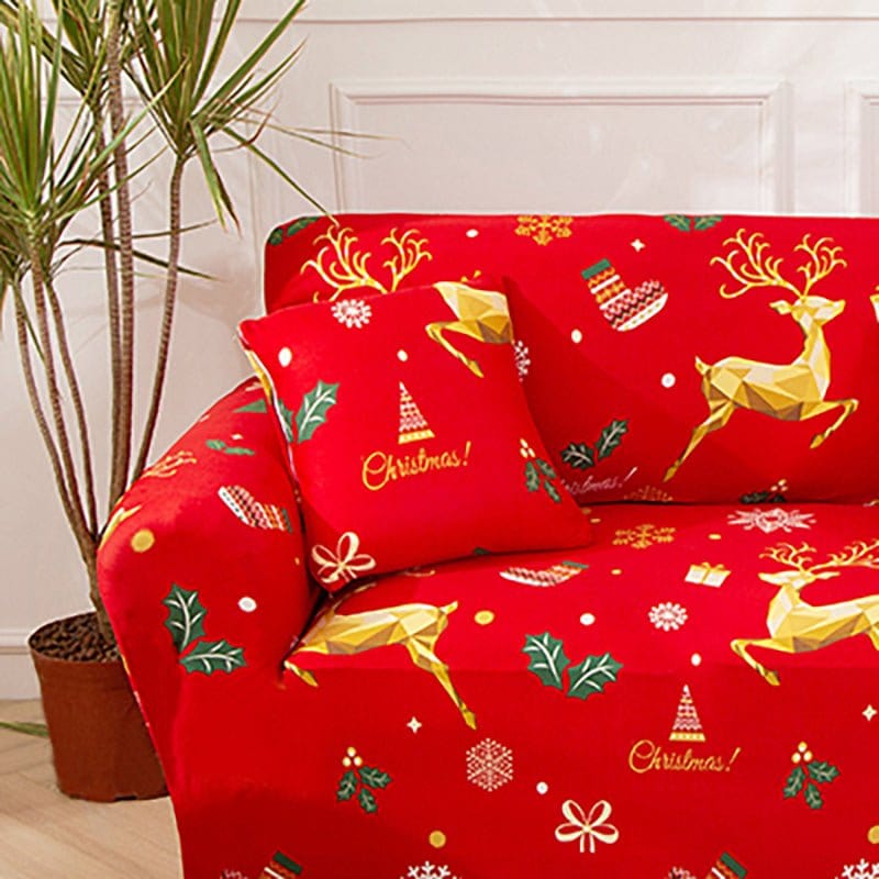 Christmas Gold - 2 pezzi - Fodere elasticizzate per cuscino 45X45cm