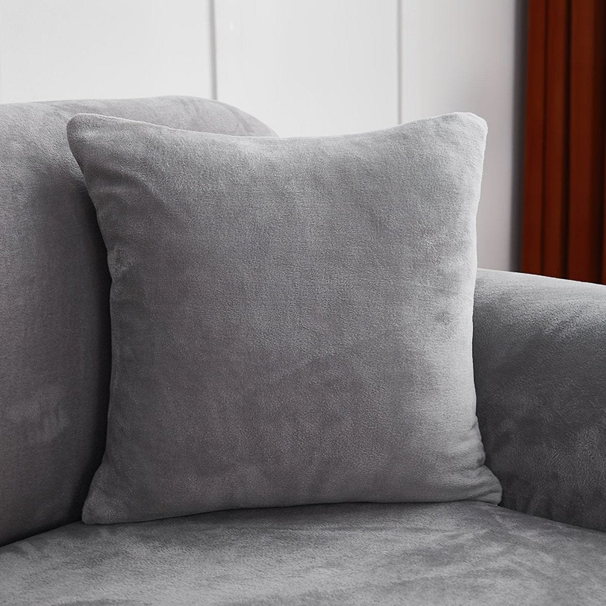 Grigio chiaro - 2 pezzi - Fodere in Velluto Elasticizzate di Cuscino 45 CM X 45 CM