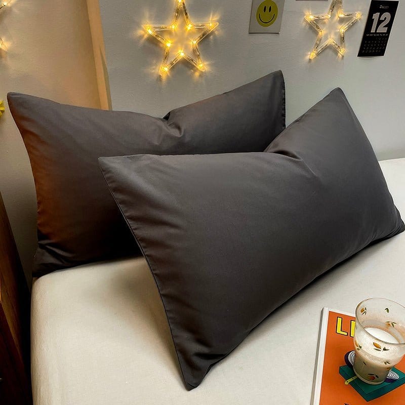 Grigio scuro - 2 pezzi - Fodere di Cuscino 48x72cm