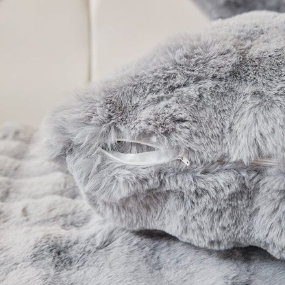 Grigio Perle - 1 pezzo - Fodere di Cuscino Lusso in Pelliccia Sintetica Molletonnée