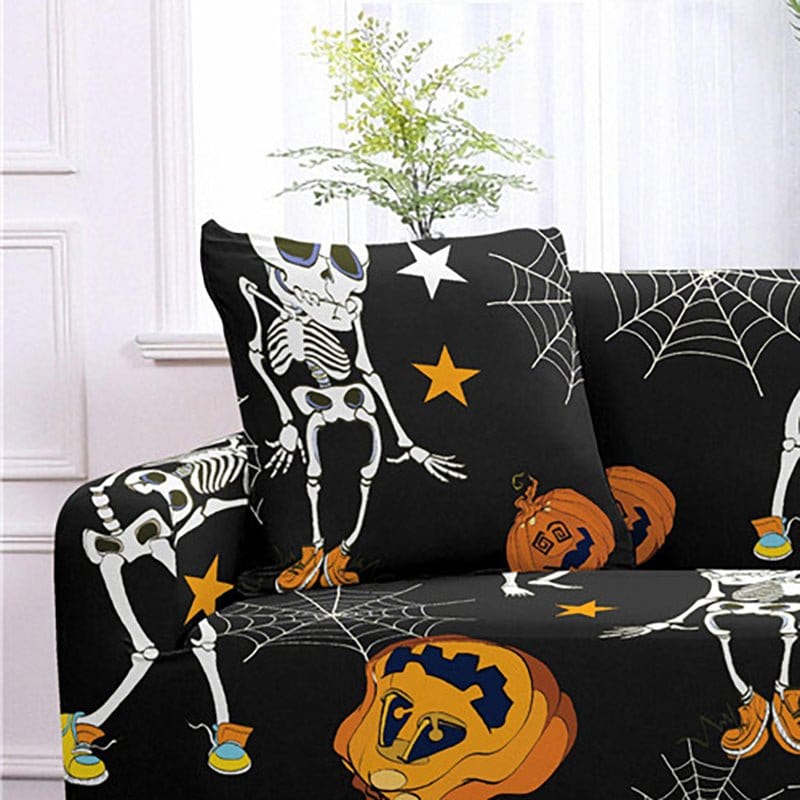 Skeleton Halloween - 2 pezzi - Fodere Elasticizzate di Cuscino 45 CM X 45 CM