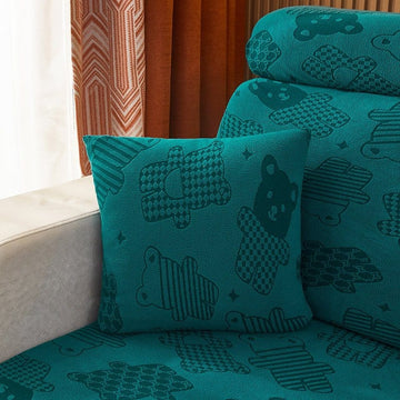 Verde émeraude - 2 pezzi - Fodere Pile Elasticizzate di Cuscino 45 CM X 45 CM - Motivo Bear