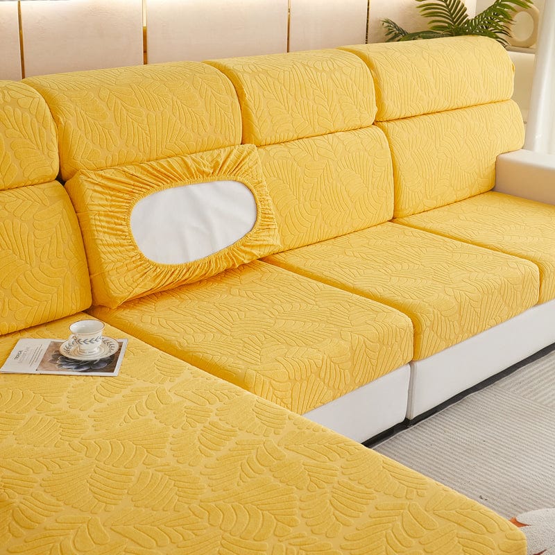 Giallo - Fodera in pile per cuscini di divano - Motivo Palma