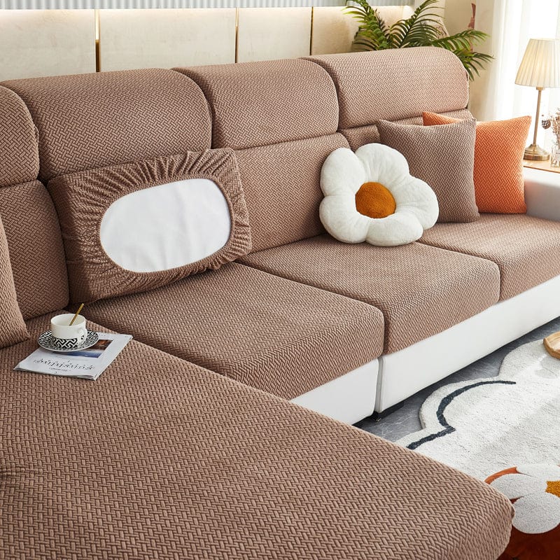 Marrone - Fodera in pile per cuscini di divano - Motivo Laine