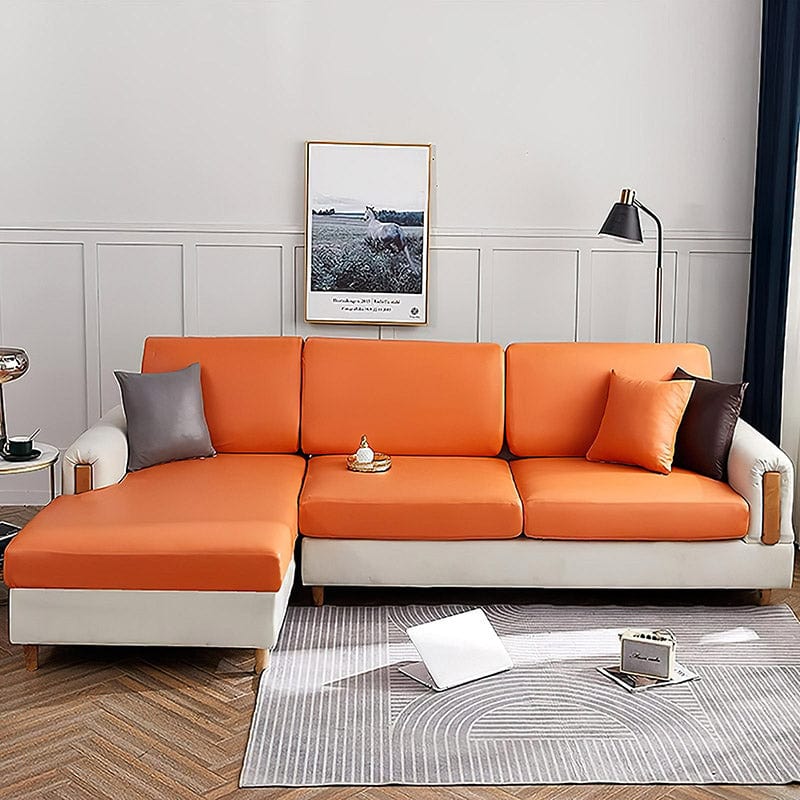 Arancione - Fodera in Similpelle Impermeabile per Cuscini di Divano