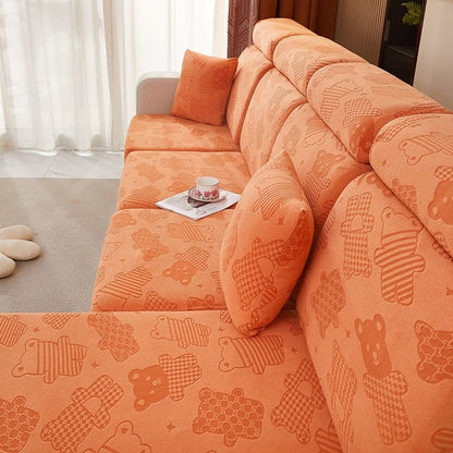 Arancione - Fodera in pile per cuscini di divano - Motivo Bear