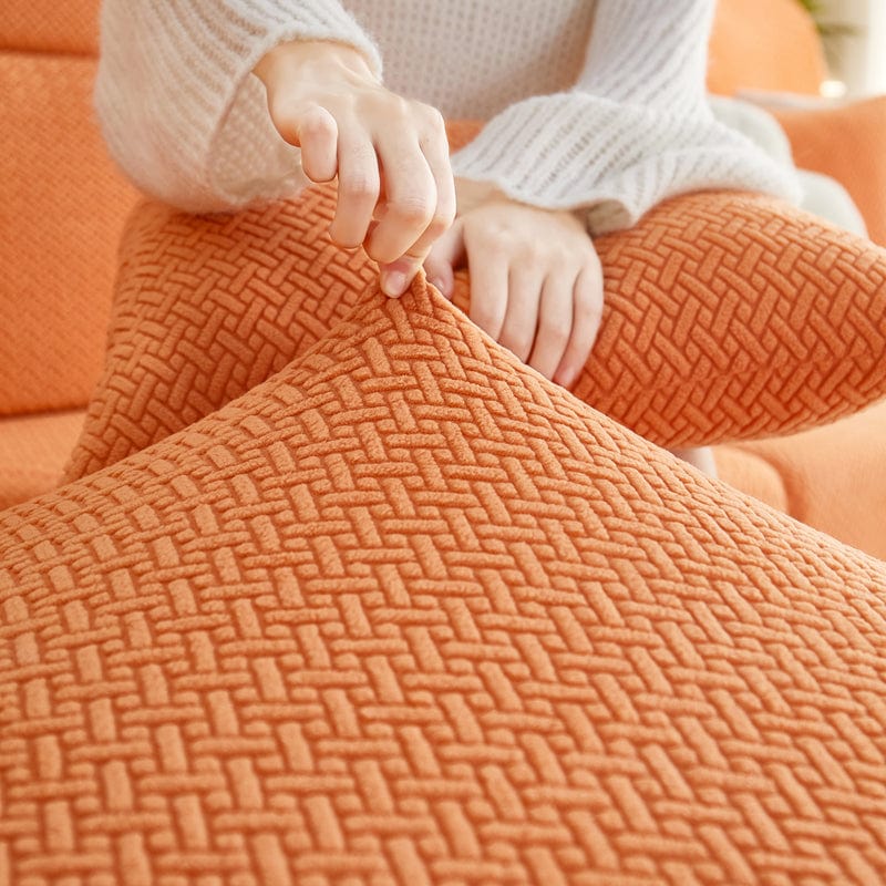 Arancione - Fodera in pile per cuscini di divano - Motivo Laine