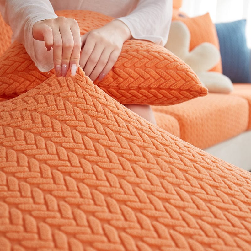 Arancione - Fodera in pile per cuscini di divano - Motivo Wool