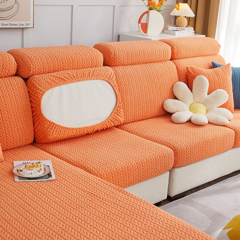 Arancione - Fodera in pile per cuscini di divano - Motivo Wool