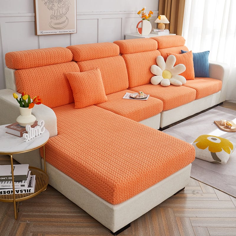Arancione - Fodera in pile per cuscini di divano - Motivo Wool