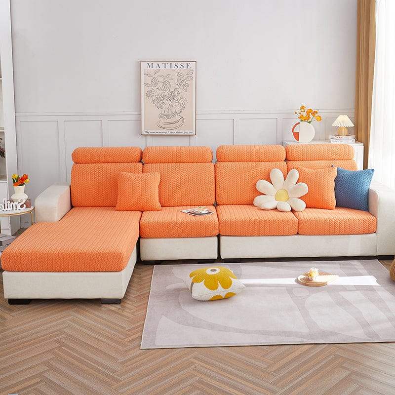 Arancione - Fodera in pile per cuscini di divano - Motivo Wool