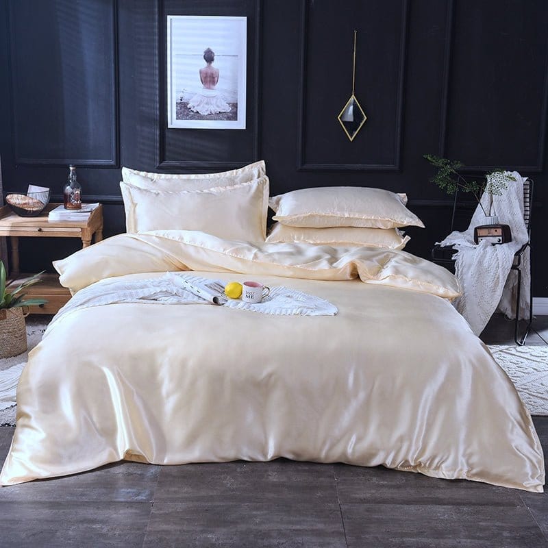 Beige chiaro type satin - Drap Fodera / Copripiumino / 2 taies d'oreiller