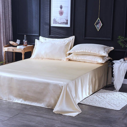 Beige chiaro type satin - Drap Fodera / Copripiumino / 2 taies d'oreiller